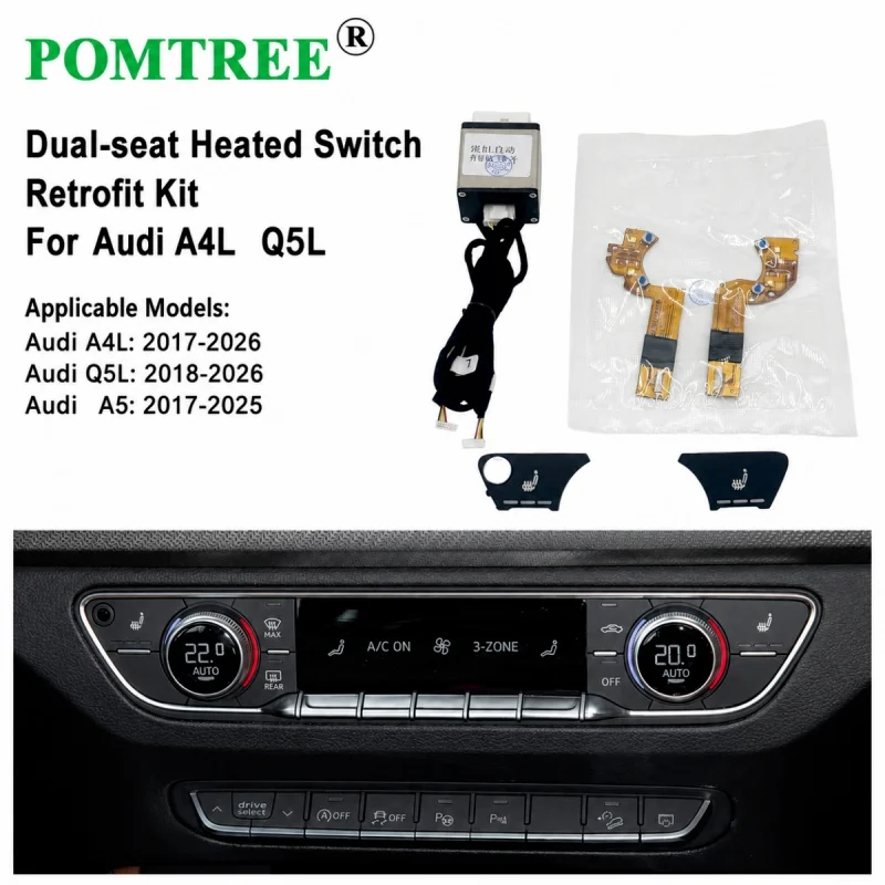 Built-in Car Seat Heater Kit Fit 2 Seats Alloy Wire/Carbon Fiber Heating Pads 3-Levels Switch Kit For Audi A4L 2017-2026