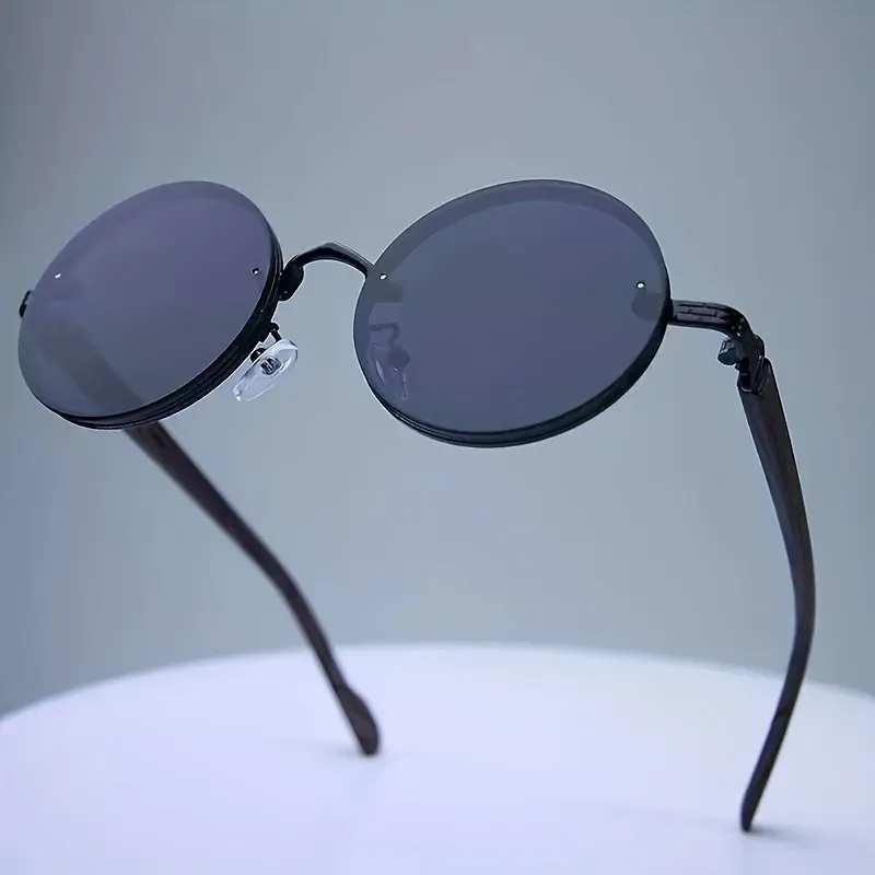 Fashionable Retro Round Frame Glasses with Wood Grain Texture and Metal Frame, Casual Style