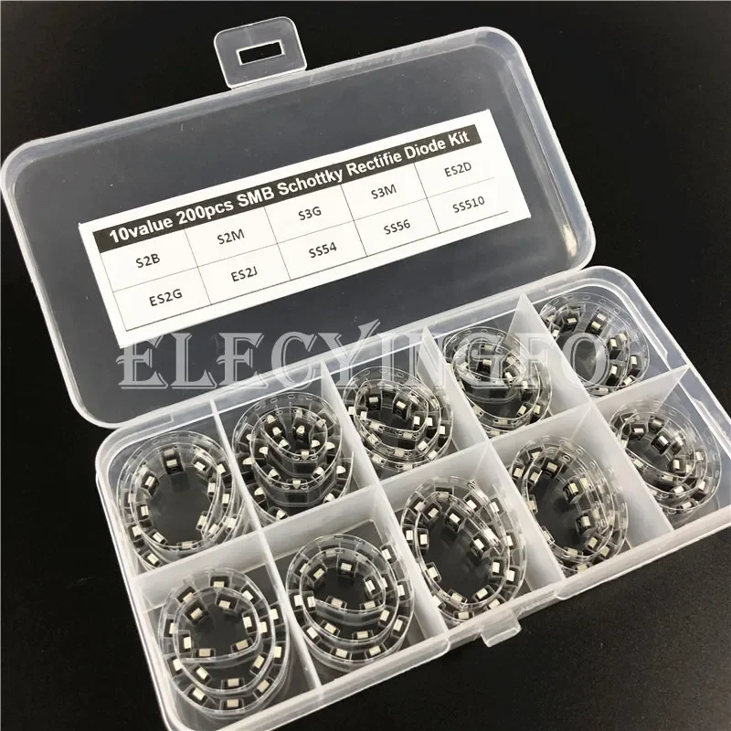 10 القيم * 20 قطعة DO-214AA S2B S2M S3G S3M ES2D ES2G ES2J SS54 SS56 SS510 SMB شوتكي تصحيح SMD ديود عدة لتقوم بها بنفسك صندوق متنوع