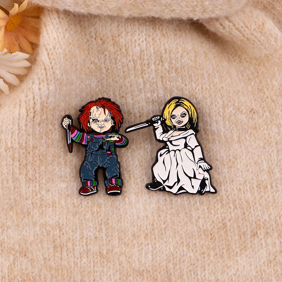 Horror Bride Enamel Pin Brooches for Women Men Lapel Pins Badges on Backpack Clothes Accessories Movie Jewelry Halloween Gifts