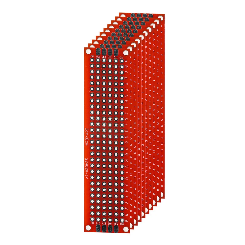 10PCS PCB Board red Double-sided Board 2*8CM PCB DIY Universal Circuit Boards