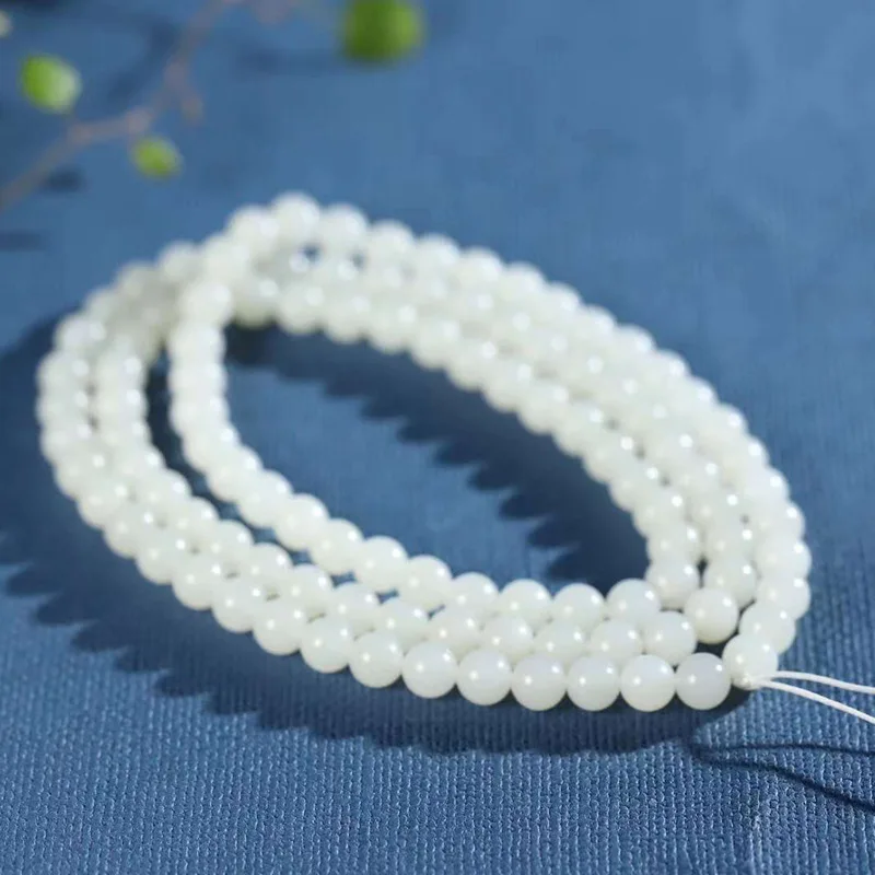 

Natural Xinjiang Hetian Yumida Material Jue Suet Simple Bracelet 108 Bead Necklace Multi-Purpose Women's