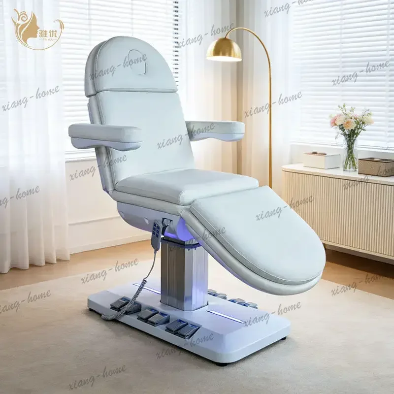 LSElectric Height Adjustable Facial Treatment Bed With Heated Memory Foam Cushion And Stainless Steel Base For Spa Salon Use