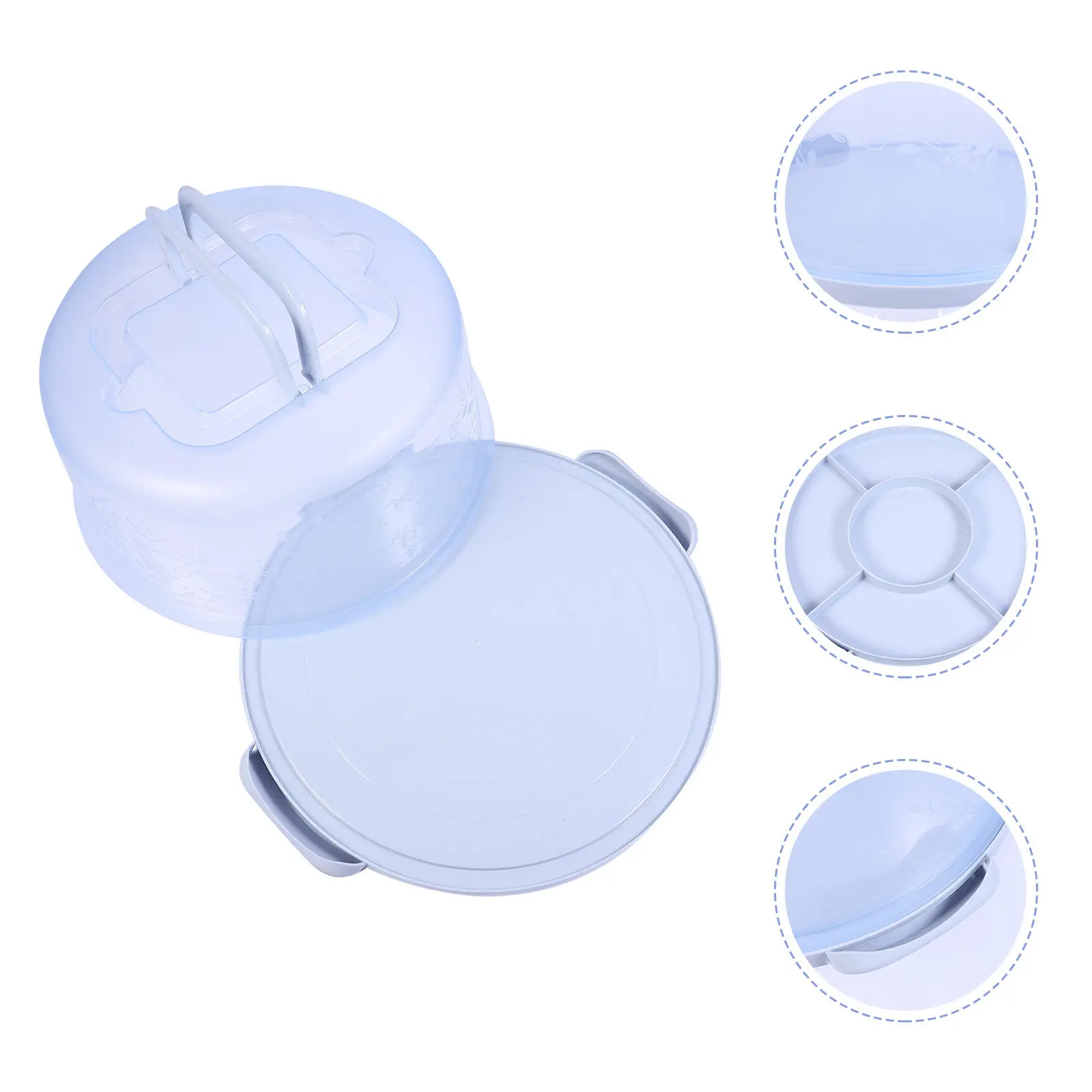 

Portable Handheld Tall Round Cake Holder Double Lock Clamps Airtight Cake Carrier for Storage and Party Use Cupcake Box