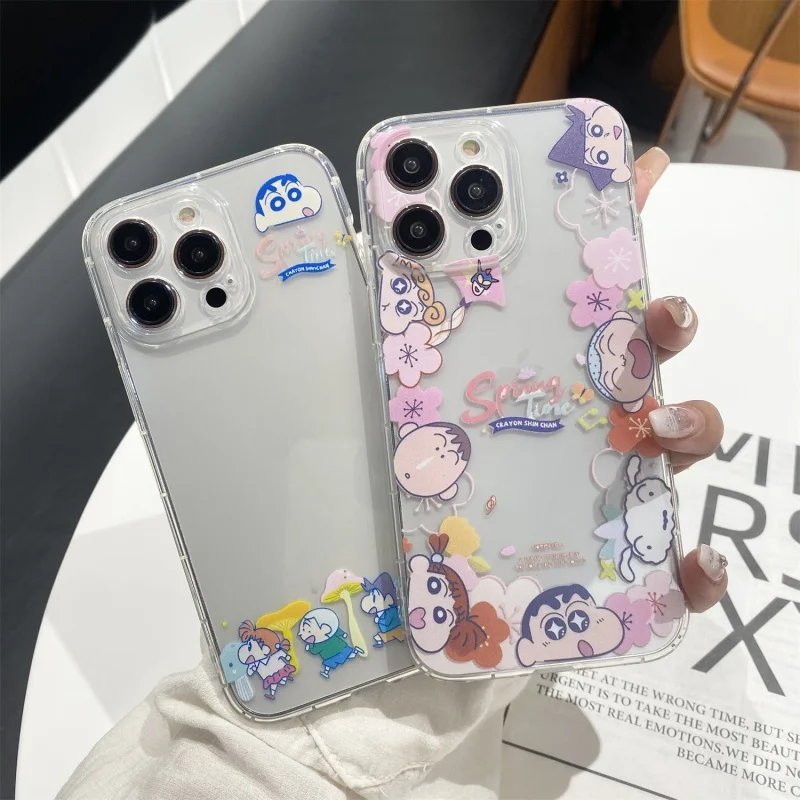 

Cartoon Cute snot Boochan Crayon Shin-chan Holder Soft TPU Phone Case For iPhone 11 12 13 14 15 16 17 Pro Max Plus Funny Cover