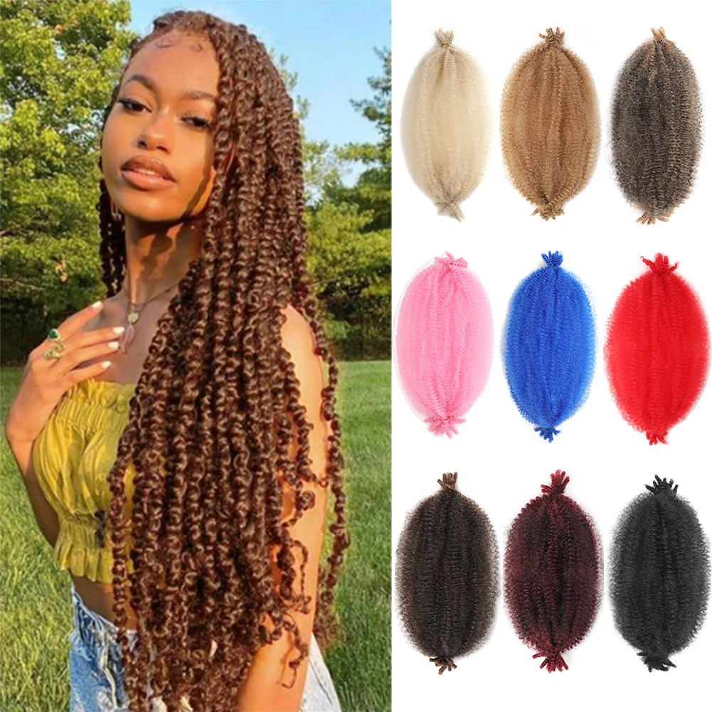 Pre-Separated Springy Afro Twist Hair Synthetic Marley Twist Braiding Hair Soft Locs 16&20 Inch Kinky Afro Twist Hair Extensions