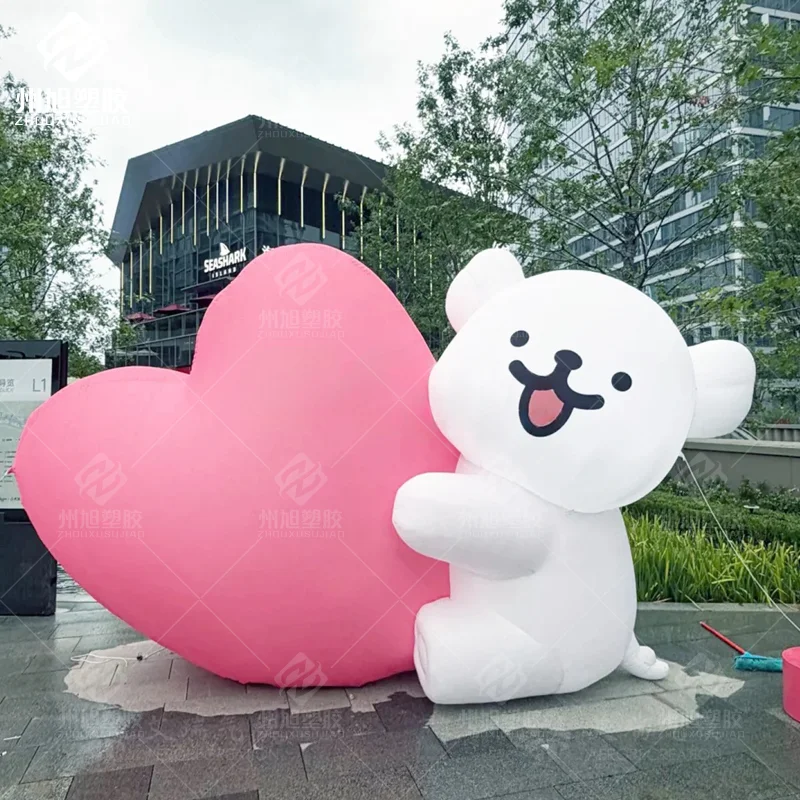 Customized cute cartoon inflatable love dog model with blower Oxford cloth outdoor advertising inflatable decoration