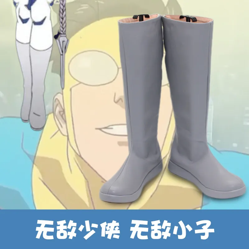 Invincible Viltrumite Mark Grayson Cosplay Shoes Grey Boots Handmade Faux Leather Boots Invincible Thula Mark Cosplay Shoes