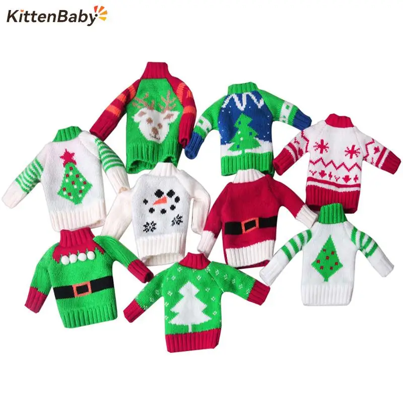 1Pcs Doll Clothes Christmas Candy Sweater Christmas Tree Costume For Elf Doll Holiday Dress Up Birthday Gifts