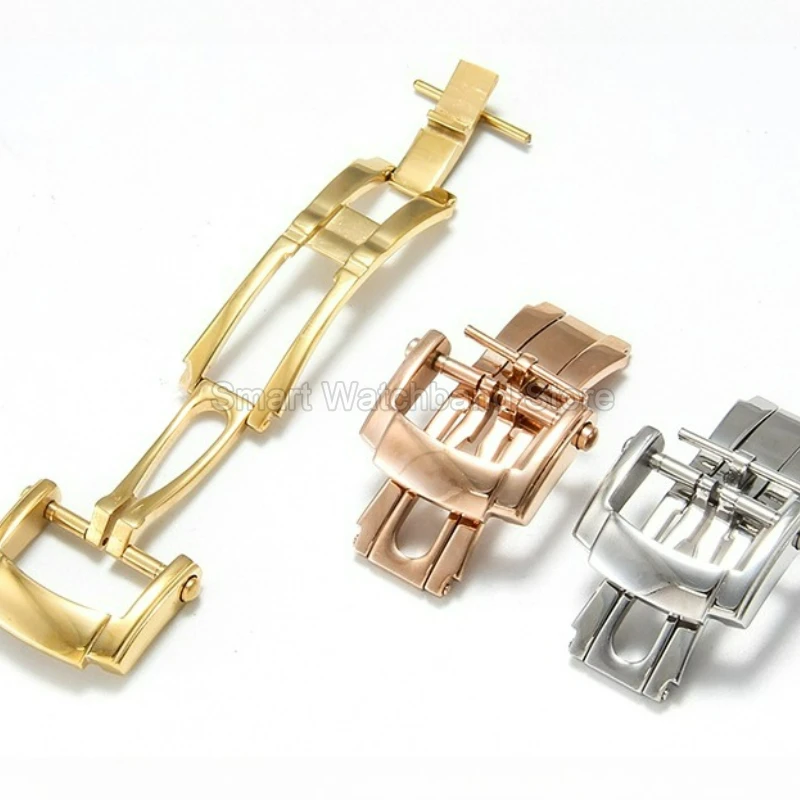 Glossy Long Lasting Silver Rose Golden 18 20mm Fold Buckle for Patek Philippe Nautilus 5712 5980 5711 Watchband Butterfly Clasp