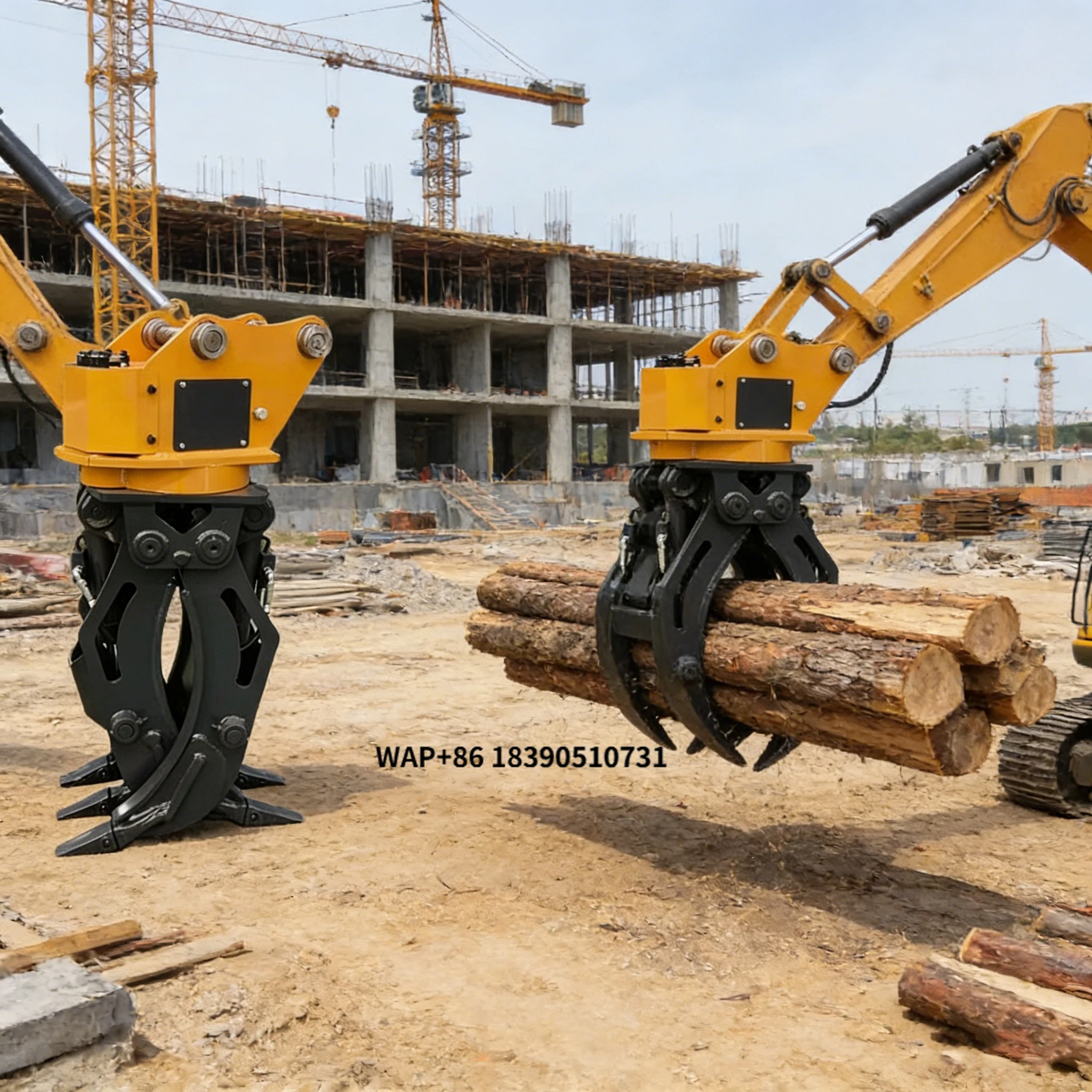 Heavy-Duty Excavator Log Grapple Hydraulic Rotating Wood Grabbing Attachment for Forestry & Logging