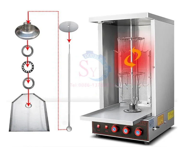 Four rôtissoire à distance commercial au gaz GPL, four à kebab, machine shawarma, acier inoxydable avec brûleurs pour barbecue, équipement de four grill