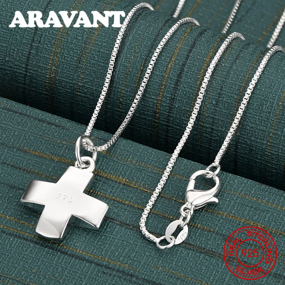 925 Sterling Silver Solid Polished Cross Pendant Necklace For Women, Commuter Accessories, Christmas Gifts, Jewelry