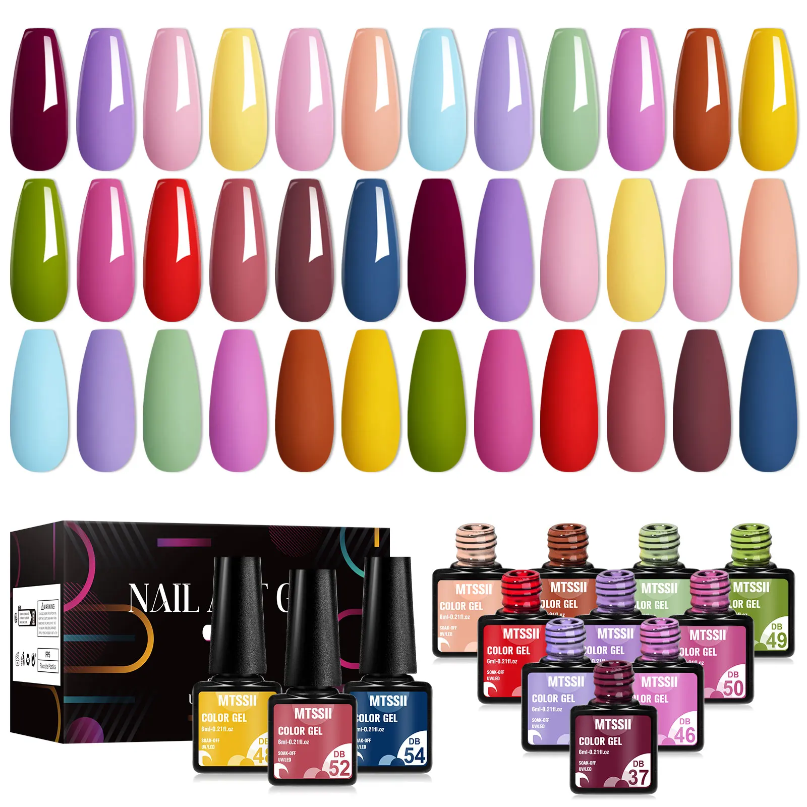 18/20PCS Mtssii Autumn Fall Gel Nail Polish Set Green Orange Blue Pink Color Soak Off UV LED Manicure Gel Art Varnish Kit