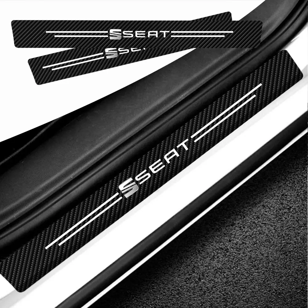 4 Uds. Adhesivos antiarañazos para el umbral de la puerta del coche, accesorios para Seat FR cupra Leon 2 mk2 mk3 Ibiza Exeo Alhambra Altea Ateca
