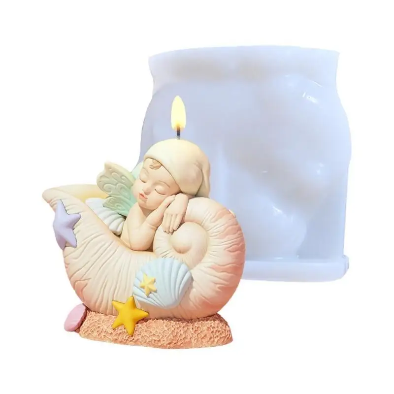 

E8BD Scented Molds Castings Molds Epoxy Resin Molds Conch Baby Silicone Moulds Plasters Molds Ornament Molds