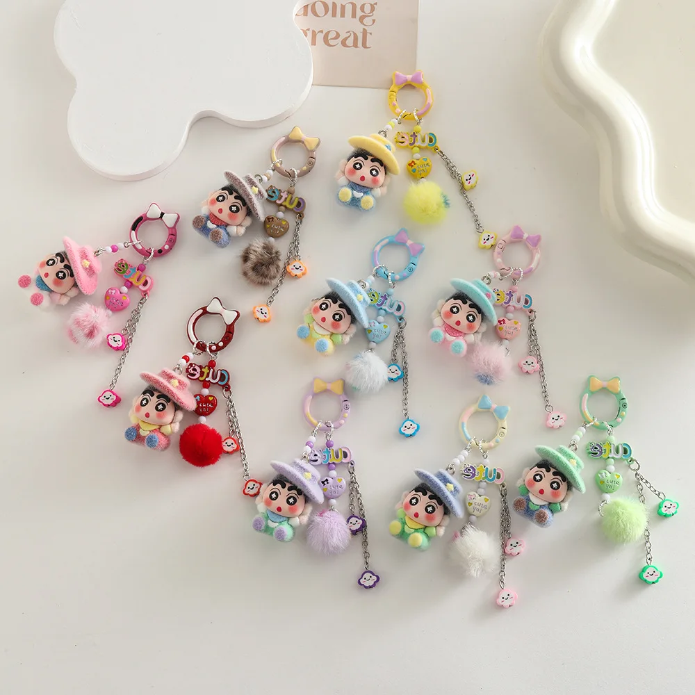 

for Crayon Shin-chan Keychains Cute on The Phone Charm Valentine's Day Wedding Gift Keyring Pendant Key Chain
