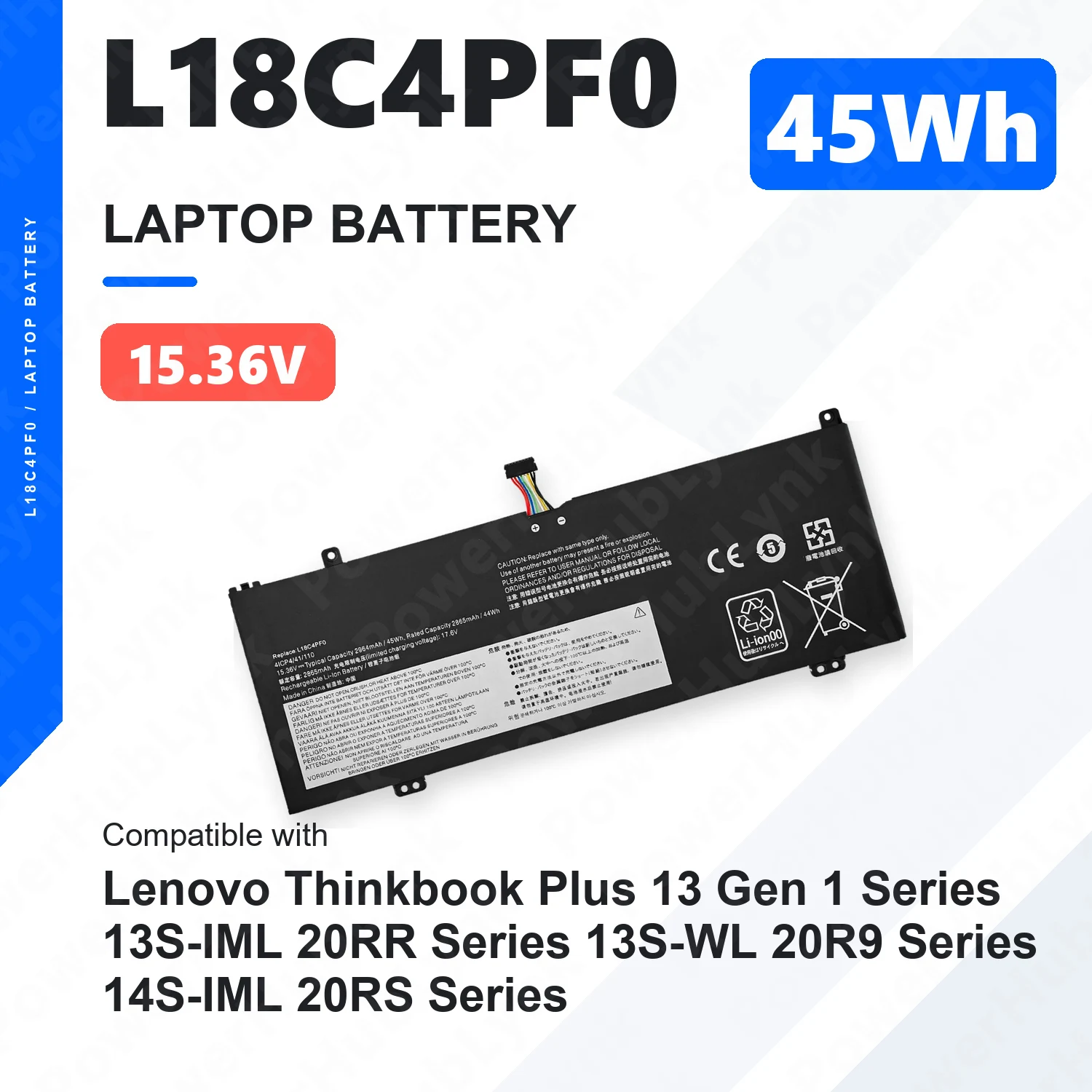 L18C4PF0 15.36V 45Wh Laptop Battery For Lenovo ThinkBook 13s-IML 13s-IWL 14s-IML ThinkBook Plus Gen1 L18M4PF0