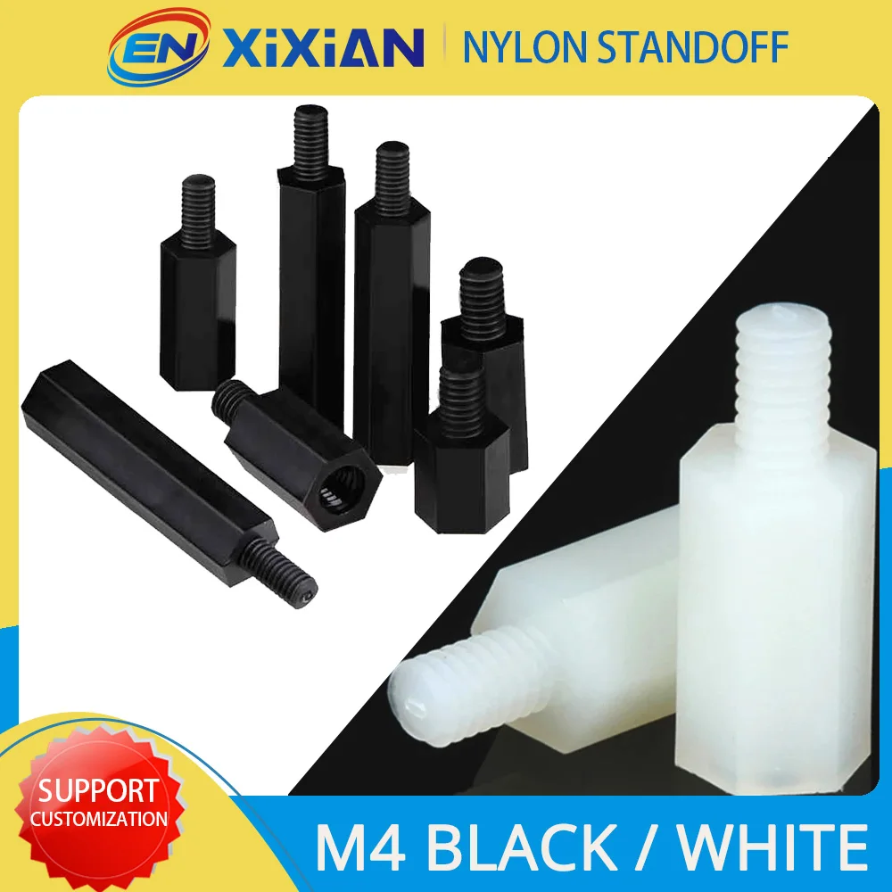 10/20pcs M3 M4 Nylon Spacer Plastic Standoff White Black Hex Male Female Board Threaded Pillar Mount PCB Motherboard Screw Nut