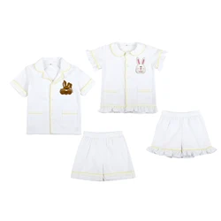 Easter Ruffkids Summer Kids Sibling Matching Shorts Loungewear Seersucker Stitch Pjs Sleepwear Boys Girls Pajamas Sets