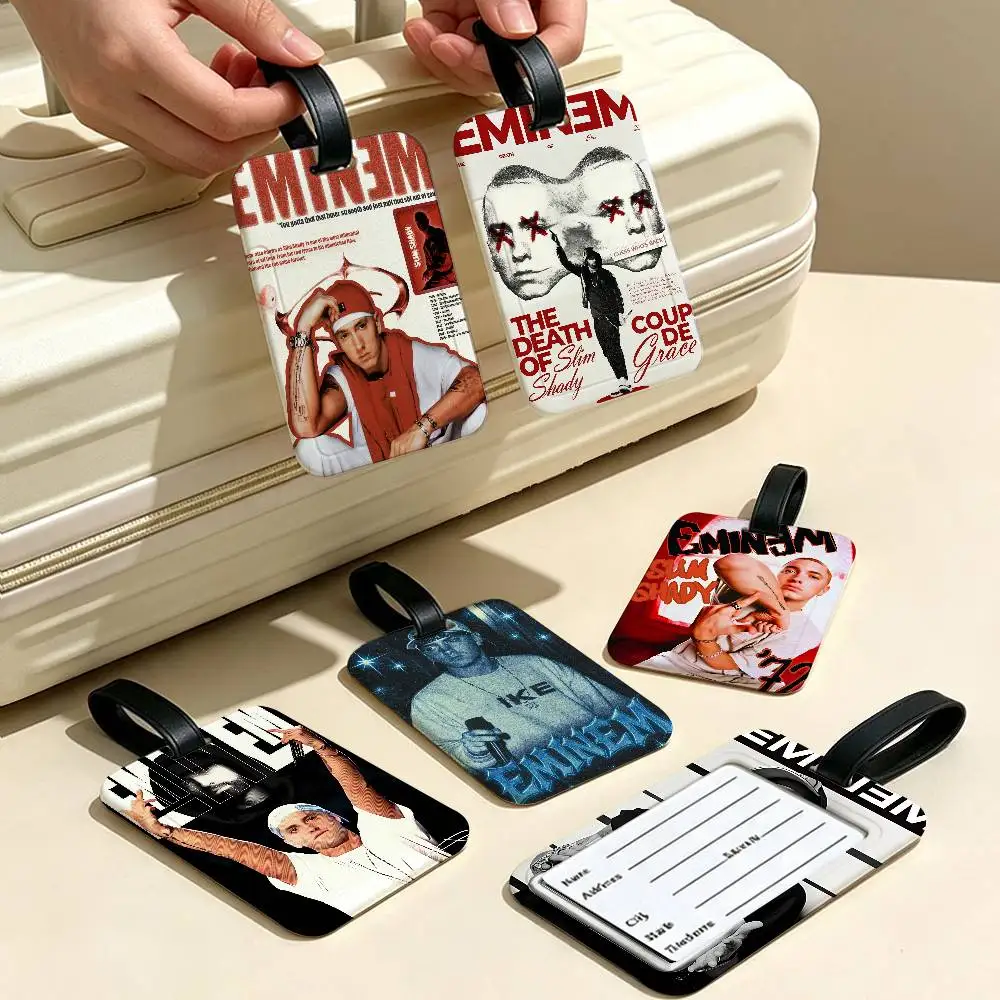 Popular singer music E-Eminem cool Durable PVC Anti lost Baggage Tag With Info Card Lightweight Luggage Identification Label