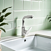 Sink Faucet Bathroom Faucet Silver Stainless Steel Two-in-one Water Mixer 360 Rotate Bar Sink Hot And Cold Water