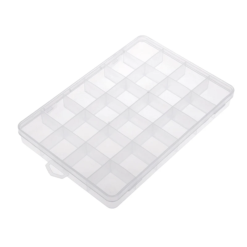 HMA73-1pc 24 Compartments Transparent Plastic Box Case Jewelry Bead Storage Container Craft Organizer Box