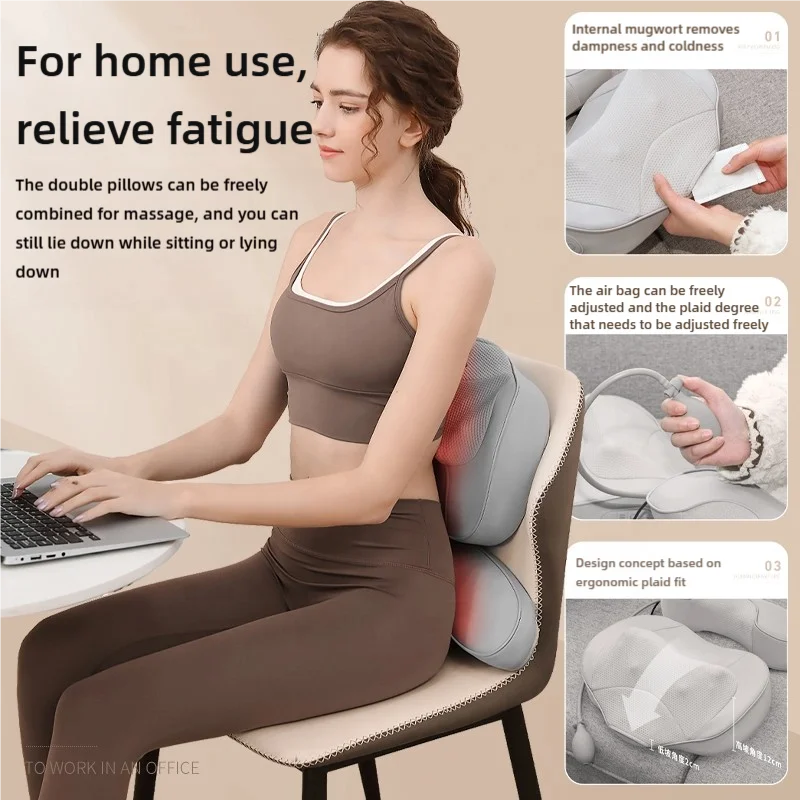Home Use Neck Back Massager with Heat 3D Compress Rolling Waist Pad Seat Car Massager Neck Pillow Massager - Image 5