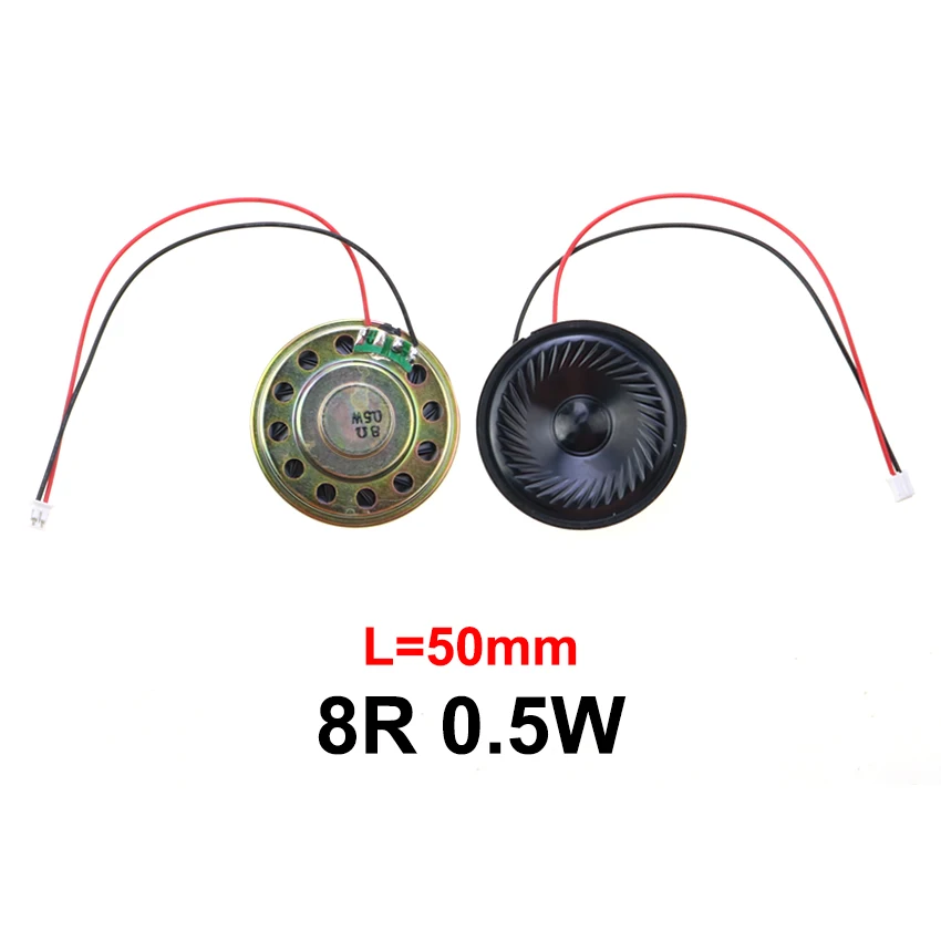 JCD 1Pcs 8R 0.5W Mini Ultra-thin Horn Speaker Diameter 20mm 23mm 28mm 30mm 36mm 40mm 50mm 57mm Loudspeaker W/ P2.0 Termina Wire