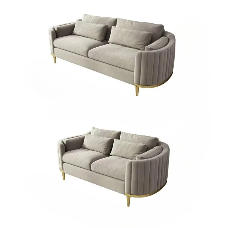 

New design green velvet sofa set gold stainless steel base modern interior decoration fabric living room furniture sofa