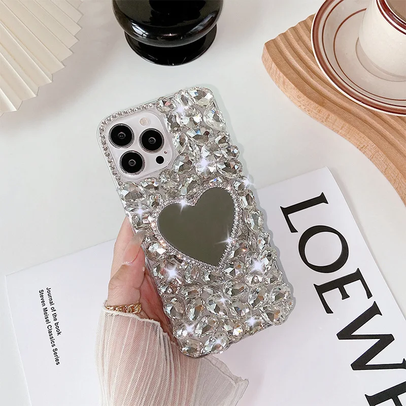 Mirror Makeup Rhinestone Case for Samsung Galaxy A30, A50, A70S, A22, A32, 5G, A52, A71, 4G, A51, A72, A73, Girly, Kilifi Stone