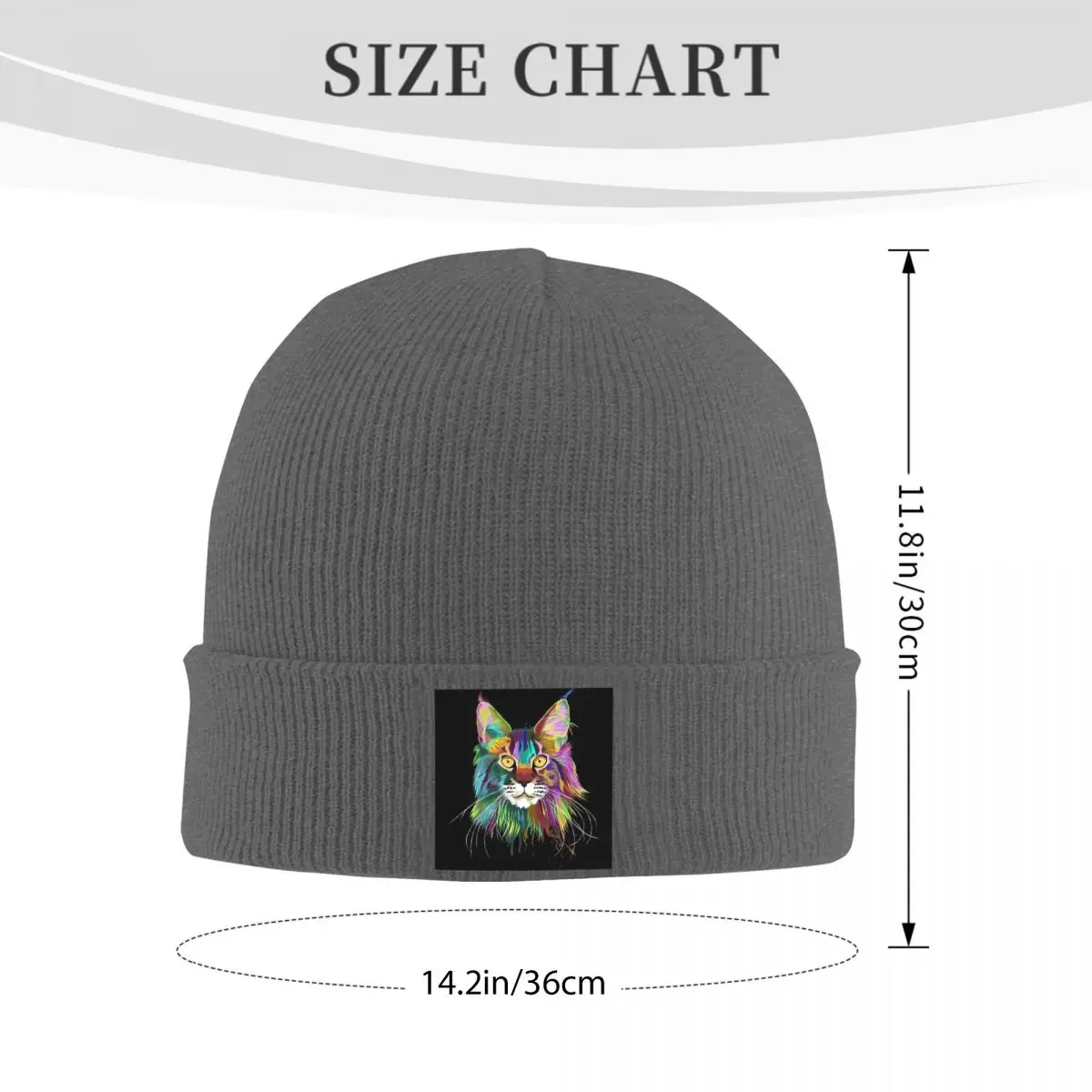 Splash Maine Coon Cat Warm Knitted Cap Fashion Bonnet Hat Autumn Winter Outdoor Beanies Hats for Men Women Adult