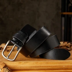 Fashion Men Genuine Leather Belt 4cm Width High Quality Handmade Male Strap For Jeans Stainless Steel Pin Buckle Cowhide Cintos