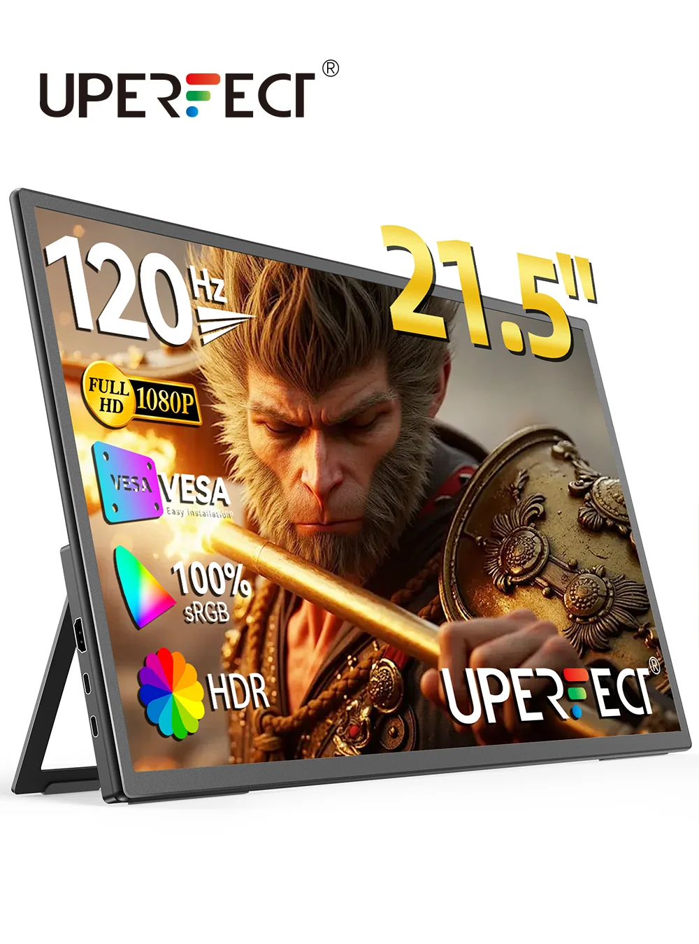 شاشة كمبيوتر UPERFECT UMax 21 Touch مقاس 21.5 بوصة وشاشة تعمل باللمس 120 هرتز ودقة 1080 بكسل و1300:1 IPS مع منفذ USB C ومنفذ HDMI لأجهزة الكمبيوتر المحمولة وأجهزة Mac والهواتف وأجهزة Xbox وPS5 وأجهزة Steam وشاشة ألعاب