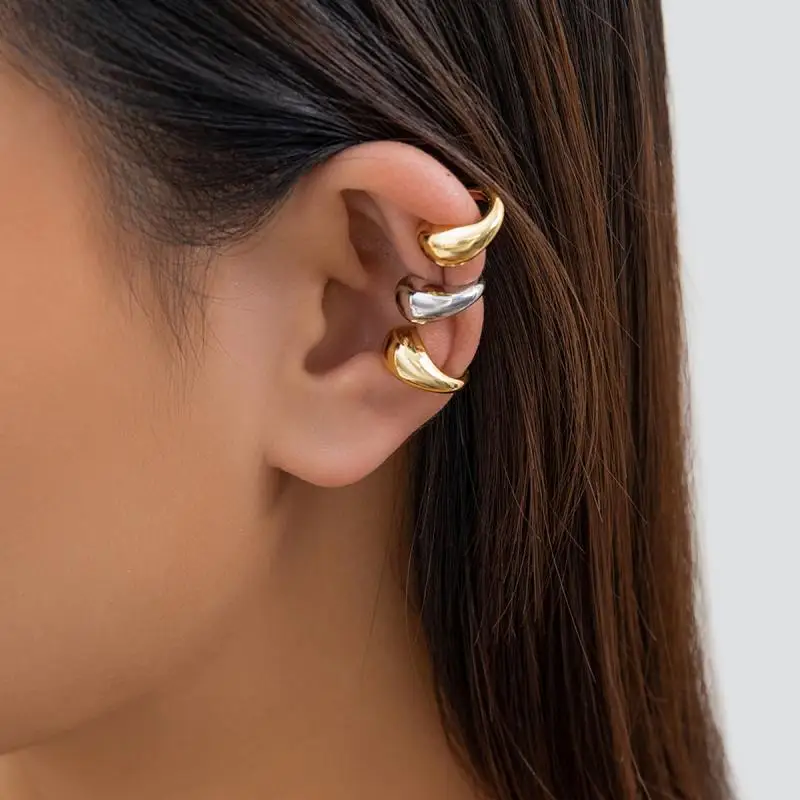 Clips de oreja de Metal para Piercing falso único, Clip de oreja de cartílago de gota de agua para mujer y niña, joyería para oreja a la moda, regalo de Navidad