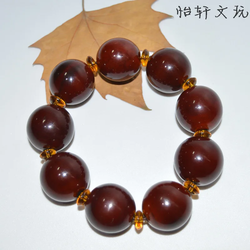 Tibetan-style natural authentic red bloodshot bracelet for men, yak horn , bone prayer beads