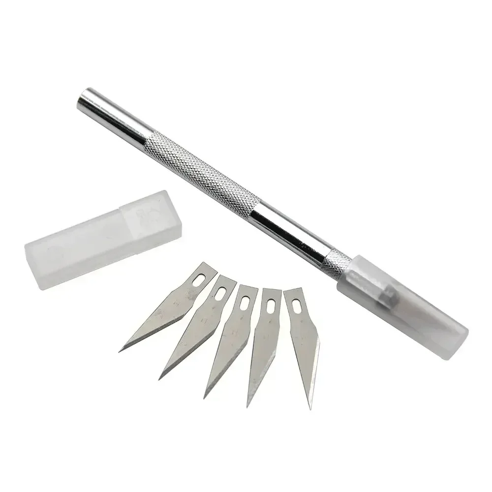 Silver Metal Carving Knife DIY Sculpture Model Making Aluminum Rod Art Knife Wood Carving Blade Hand Tool Set