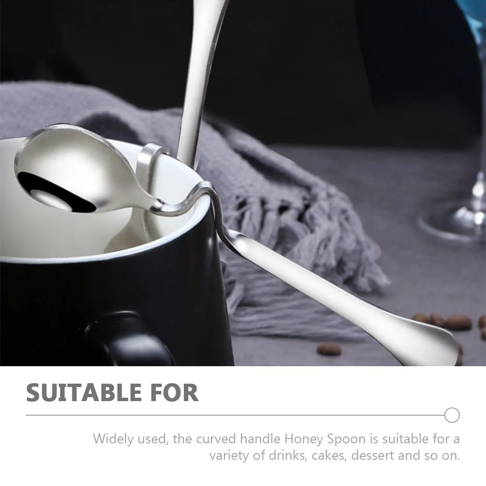 

4pcs Coffee Stainless Steel Long Handle Mix Spoon Cup Reusable for Home Bar Restaurant Dessert Yogurt Stirring Spoon