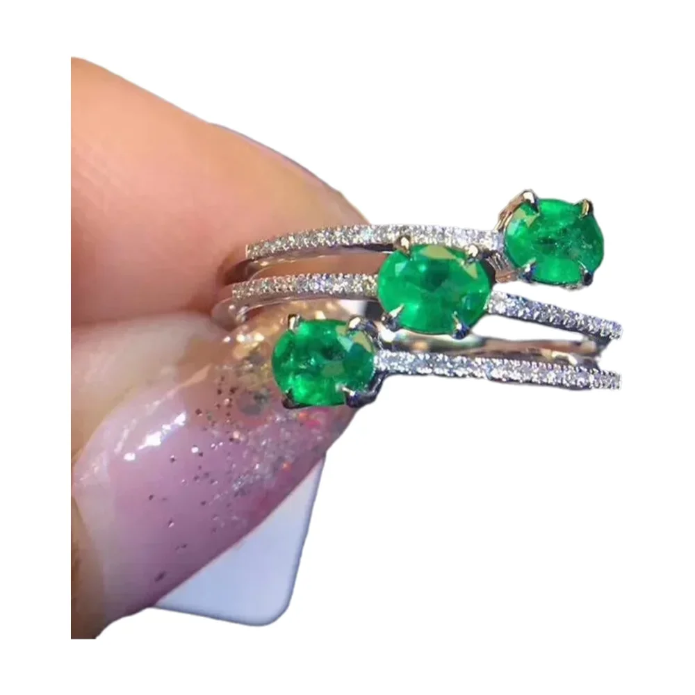 

KJJEAXCMY-925 Sterling Silver Emerald Ring for Women, Fine Jewelry, Natural Gemstone, Female Girl, Miss New, Halloween, Christma