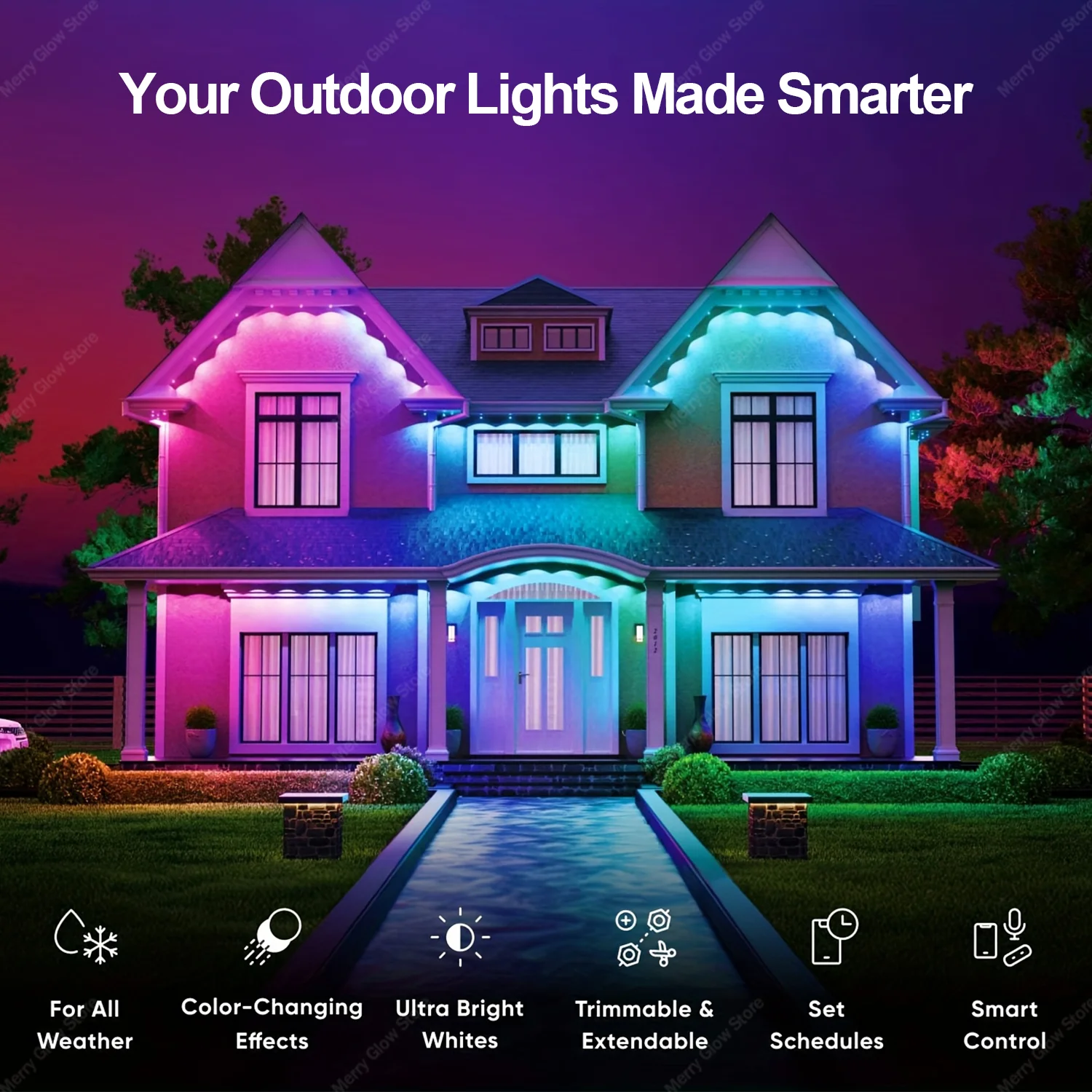 60 متر 120LED الذكية في الهواء الطلق سلسلة أضواء IP67 مقاوم للماء App التحكم RGBIC لتقوم بها بنفسك مزامنة الموسيقى للفناء إيف الطرف إضاءة ديكورية