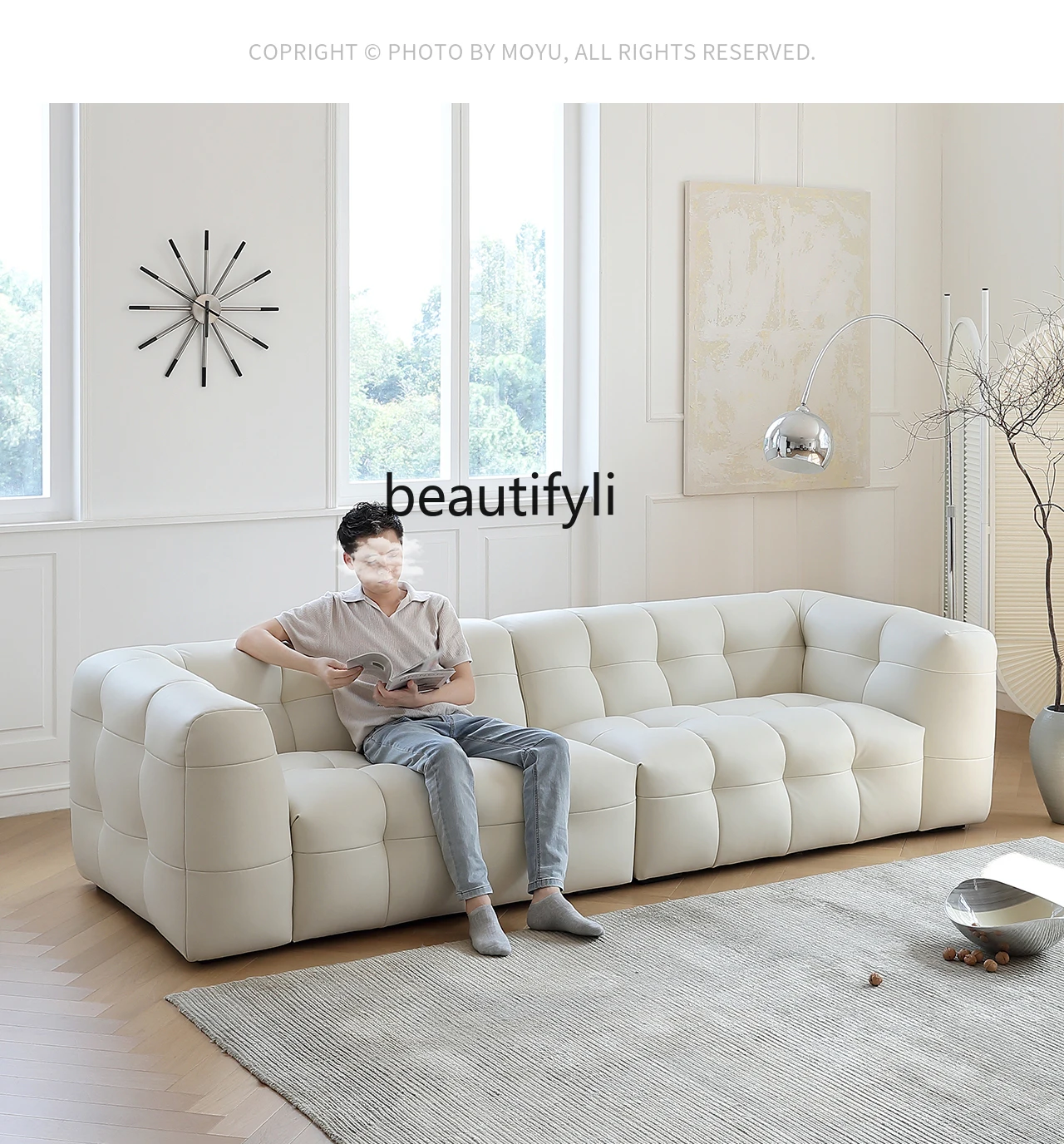 Cotton Candy Sofa Minimalist Retro Sofa Designer Small Apartment Boba Silicone Leather Art Sofa