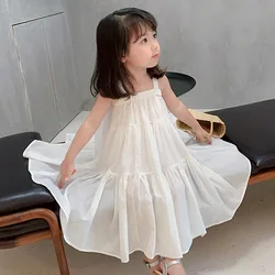 Girls Dresses Summer 2026 Korean Style Cool Casual Children'S Clothing Cake Princess Dress Baby Kids Suspender Beach Vestidos
