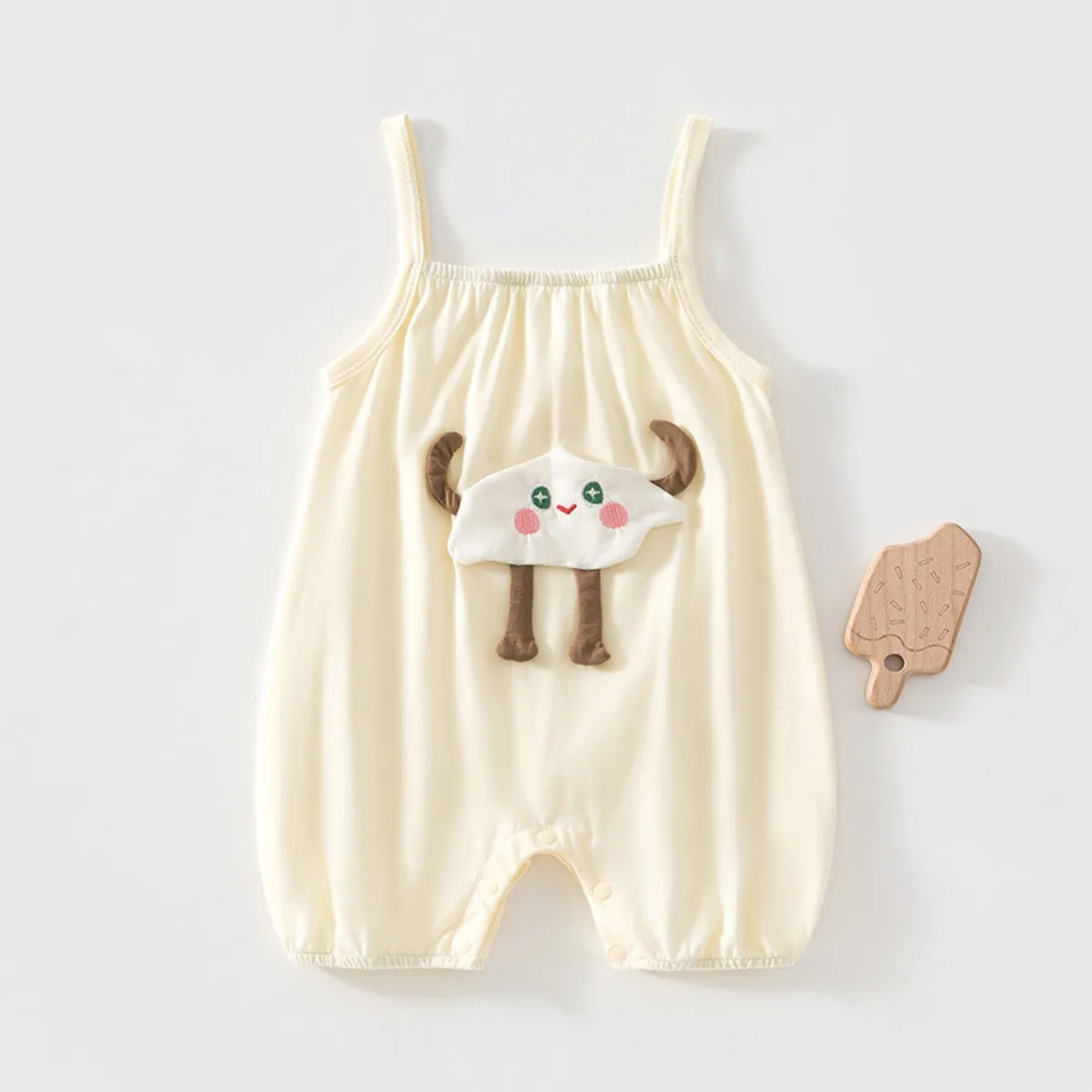 Baby Girl Boy Summer Lightweight Spaghetti Strap Onesie 6-24M Kid Pure Cotton Breathable One-piece Toddler Casual Comfy Romper