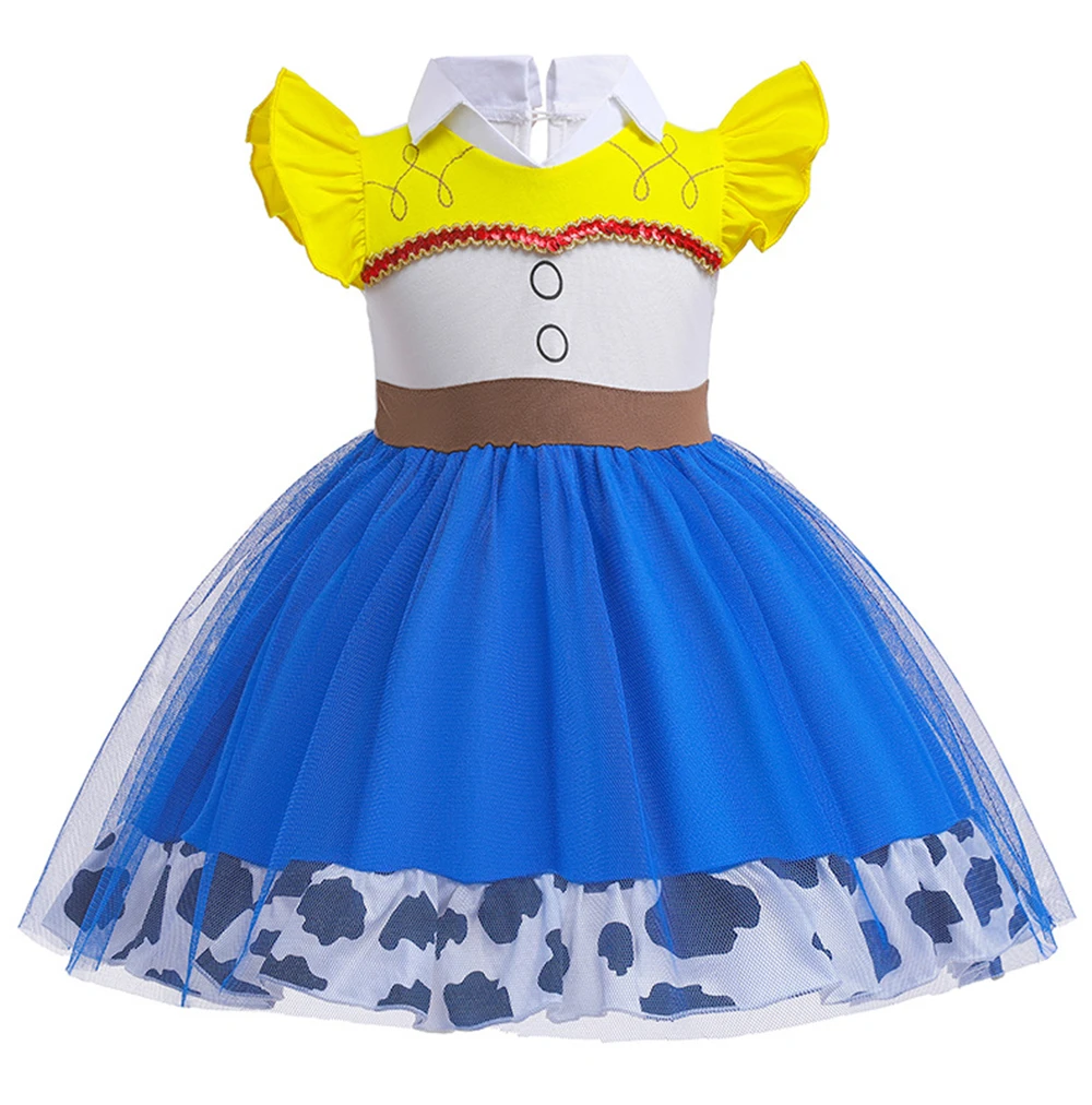 Halloween Masquerade Girls Jessie Costume Summer Movies Children Woody Dress Up Christmas Yellow Leopard Print Party Dresses