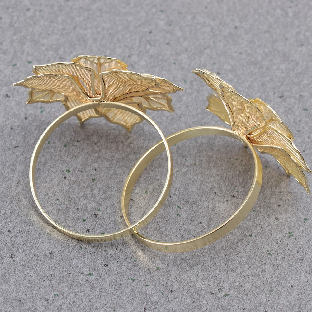 

10Pcs Metal Napkin Ring Flower Design Decorative Table Holder for Wedding Banquet Birthday Party Supplies