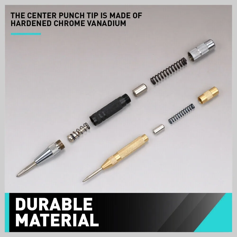 2pcs Durable Adjustable Spring Automatic Centre Punch Heavy Duty High Impact Metal Drill Tools Center Hole Punch DIY Projects
