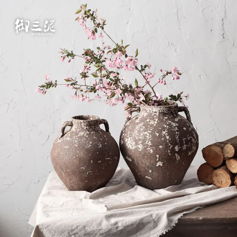 Handmade áspero Vasos De Cerâmica, Fazendo Frascos De Cerâmica Velha, Flores Jingdezhen caminho Da Flor, arte floral