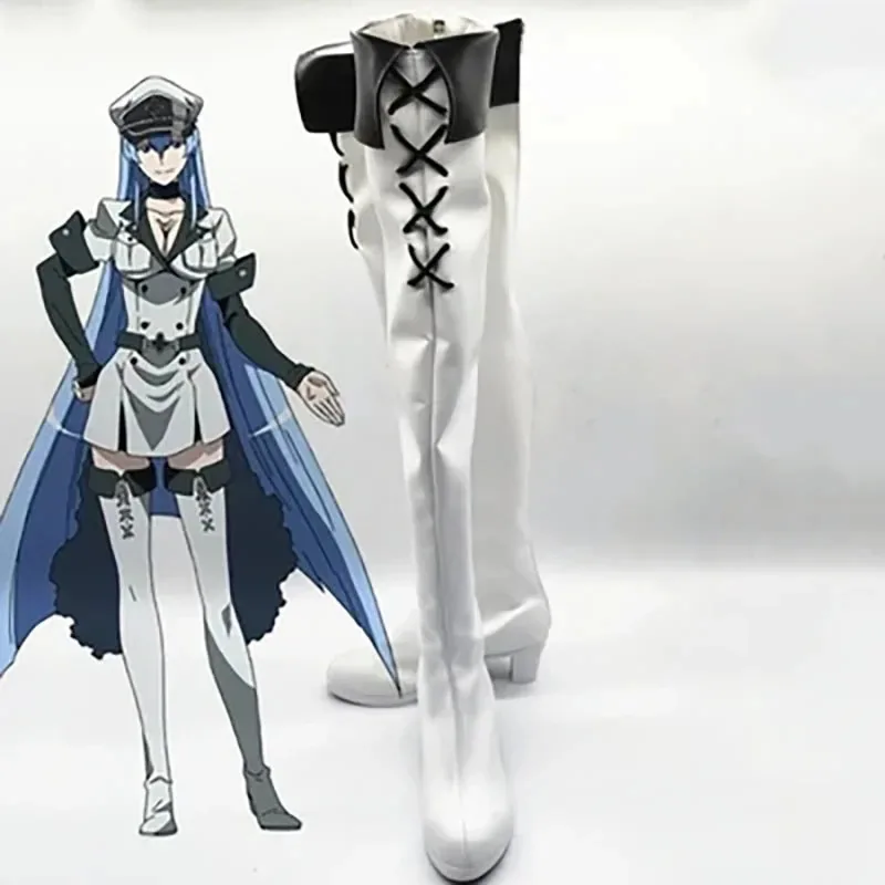 كاندي 2025 Esdeath أحذية أنيمي Akame ga قتل الإمبراطورية زي الملابس العامة مجموعة كاملة الزي الرسمي شعر مستعار تأثيري