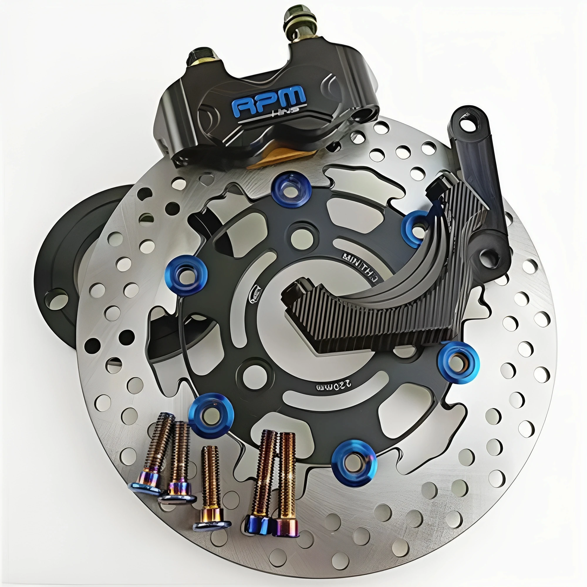 Front Rear Brake Caliper Bracket Kit - 220mm Motorcycle RPM Front Rear Disc