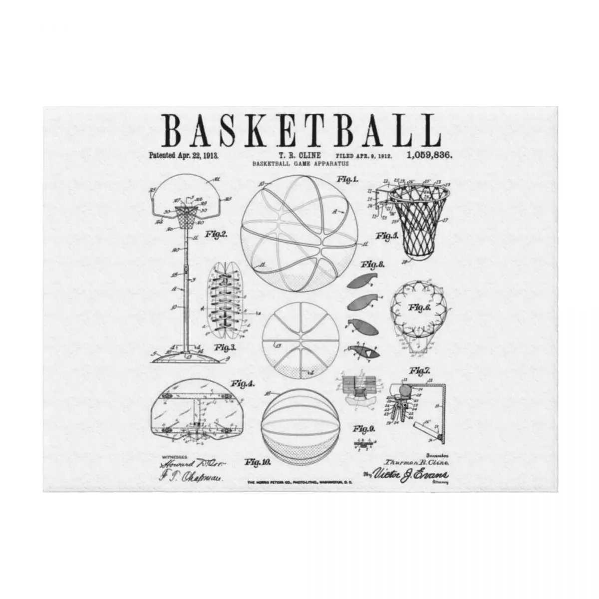 

Basketball Old Vintage Patent Drawing Print Throw Blanket Decorative Beds Multi-Purpose Decoratives for sofa Blankets